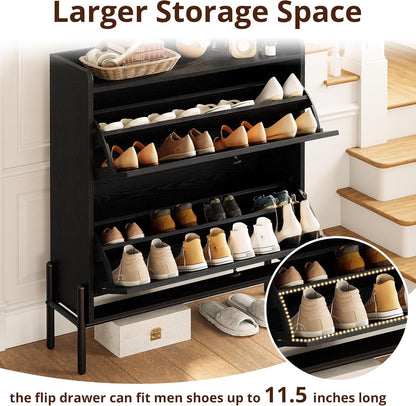 Slim Rattan Dual-Drawer Shoe Cabinet